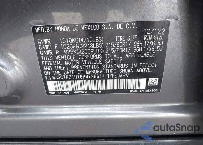 3CZRZ1H76PM726614: 43135097