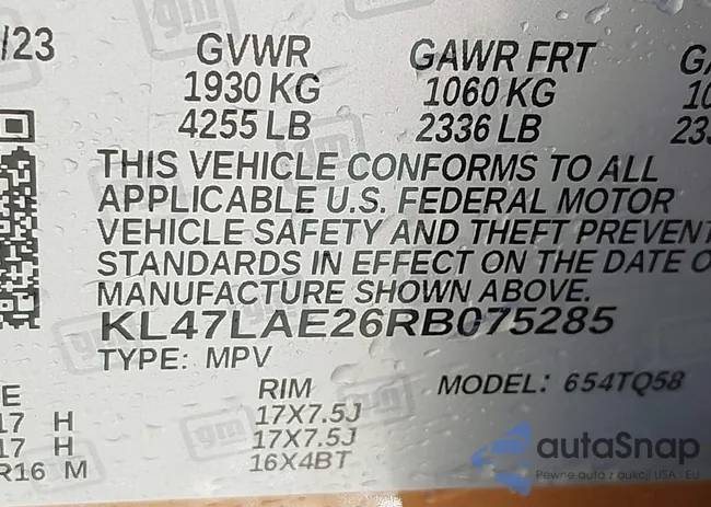 KL47LAE26RB075285: 43135120