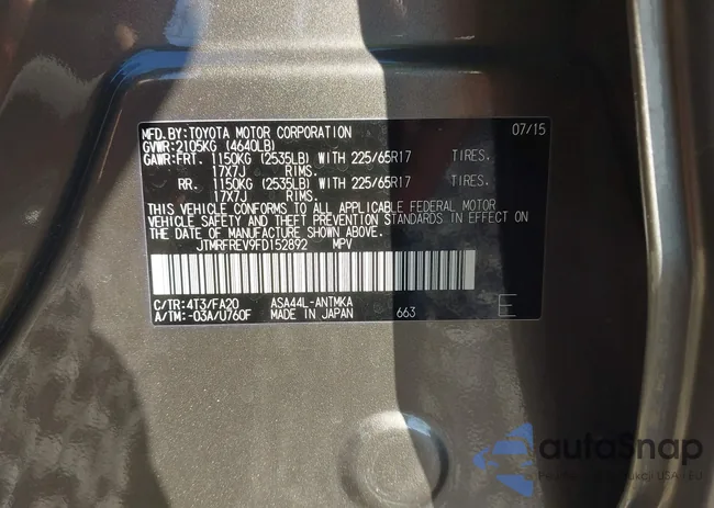 JTMRFREV9FD152892: 43135221