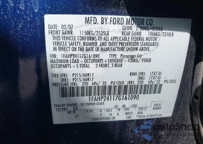 1FAHP24117G161090: 43135223