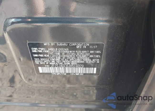 JF2SJAGC6JH514029: 43135242