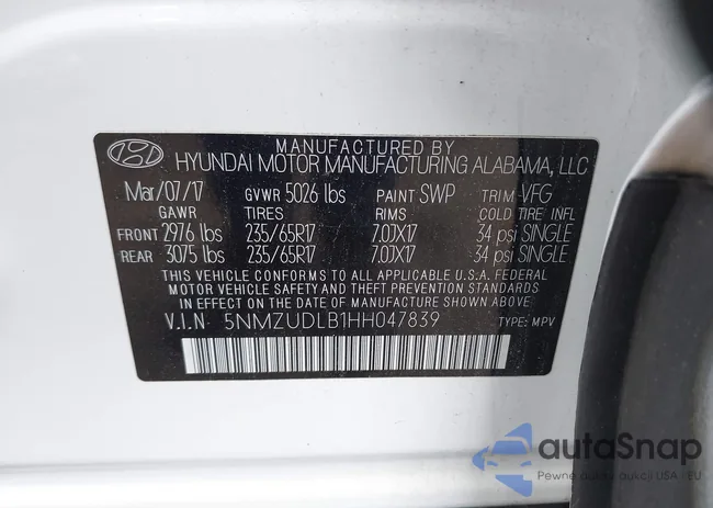 5NMZUDLB1HH047839: 43135314