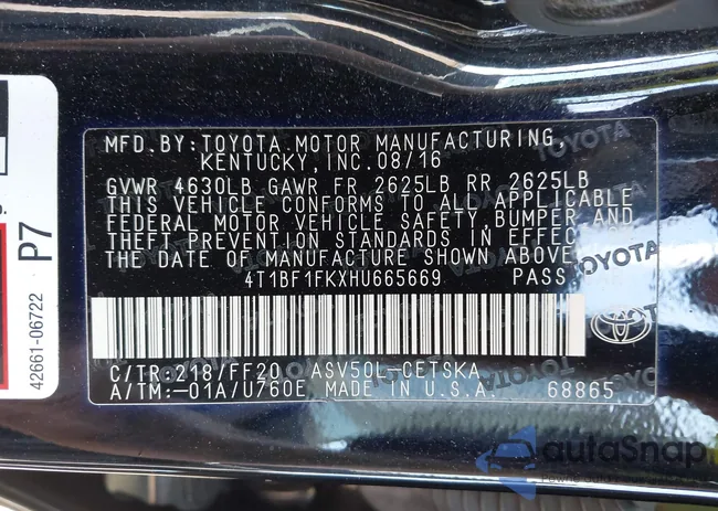 4T1BF1FKXHU665669: 43135325