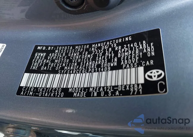 5YFS4RCE6LP011409: 43135374