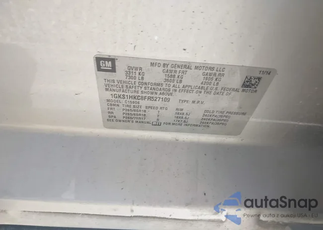 1GKS1HKC8FR527109: 43135378