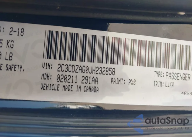 2C3CDZAG0JH232858: 43135440