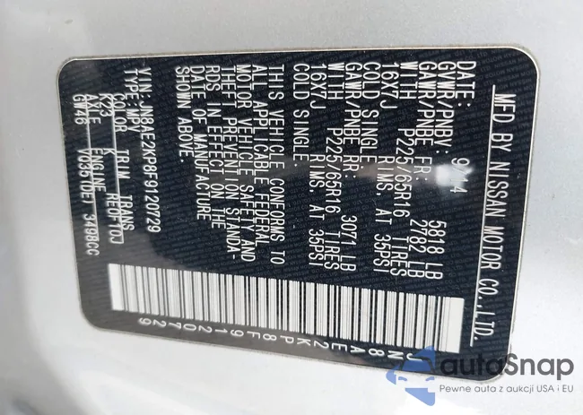 JN8AE2KP8F9120729: 43135500