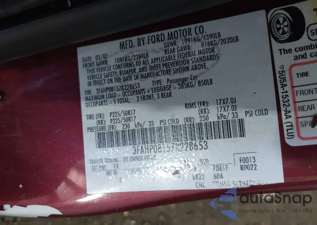 3FAHP08157R228653: 43135634