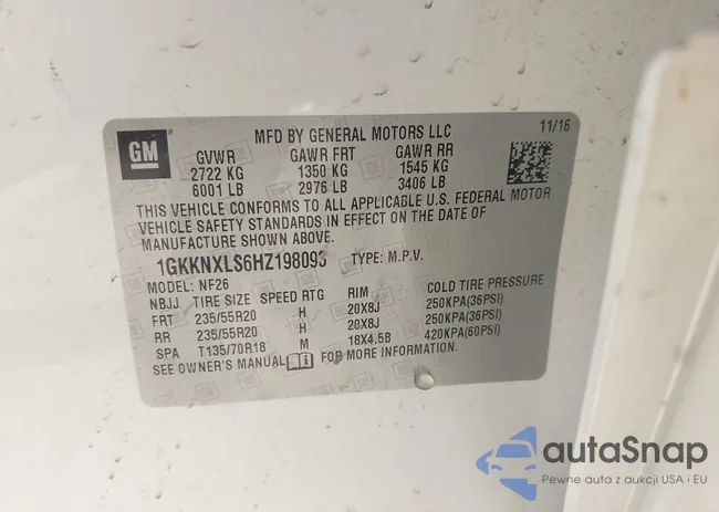 1GKKNXLS6HZ198093: 43135644