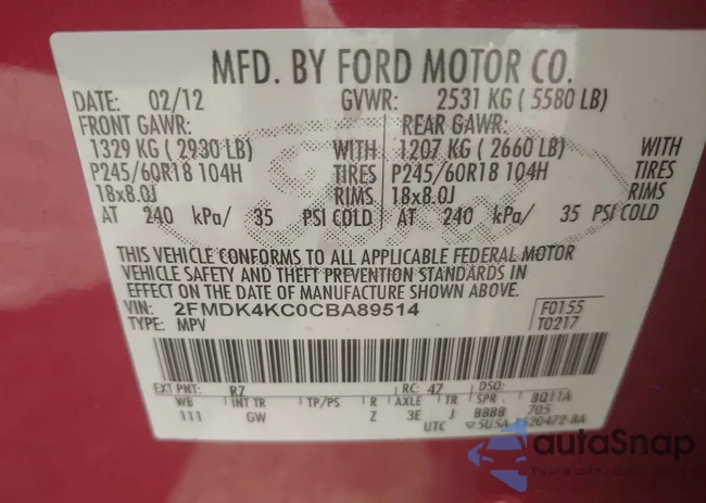 2FMDK4KC0CBA89514: 43134704