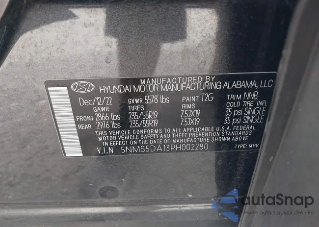 5NMS5DA13PH002280: 43134716