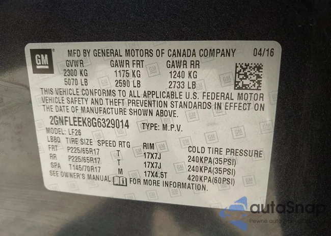 2GNFLEEK8G6329014: 43134772