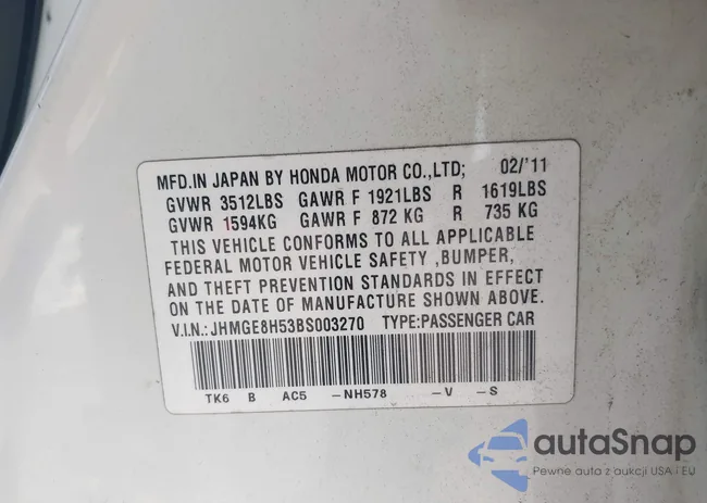 JHMGE8H53BS003270: 43134784