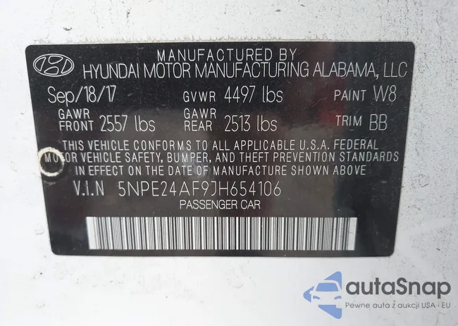 5NPE24AF9JH654106: 43134789