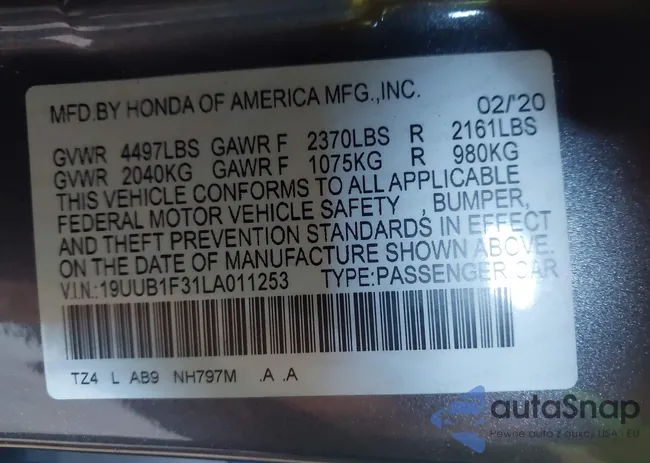 19UUB1F31LA011253: 43134823