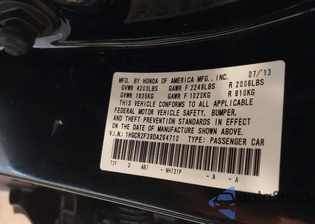 1HGCR2F39DA264710: 43134833