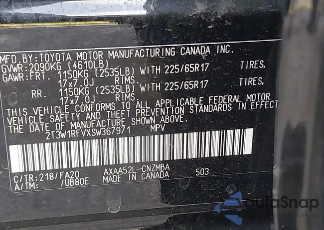 2T3W1RFVXSW367971: 43134912