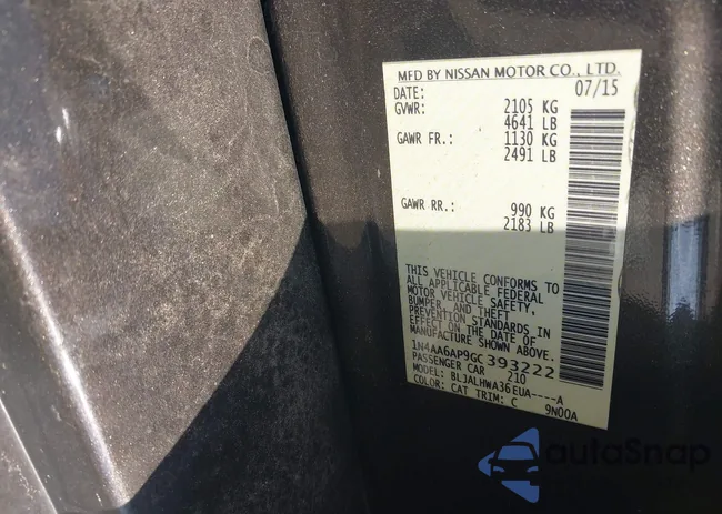 1N4AA6AP9GC393222: 43136107