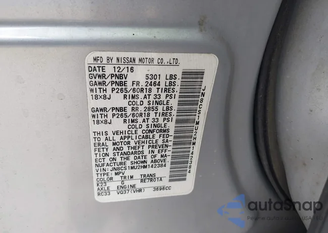 JN8CS1MU2HM142384: 43136130