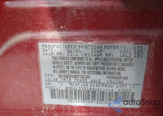 3N1AB8DV8MY302346: 43136149