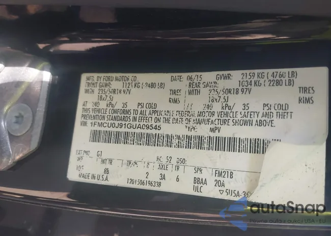 1FMCU0J91GUA09545: 43136166