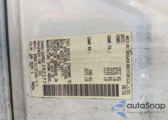 1N4AL3AP0GC292577: 43136260