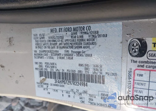 3FAHP07Z97R224984: 43136299