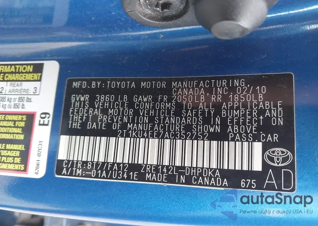 2T1KU4EE7AC352752: 43136340