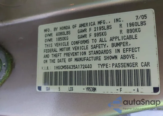 1HGCM56435A172440: 43136352