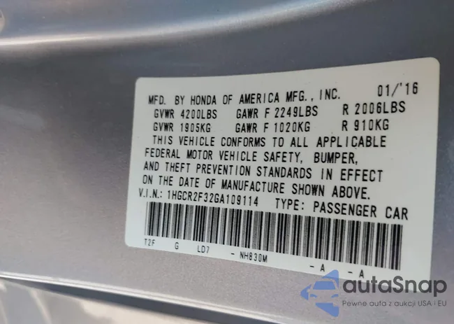 1HGCR2F32GA109114: 43136353