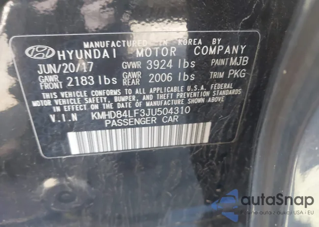 KMHD84LF3JU504310: 43136509