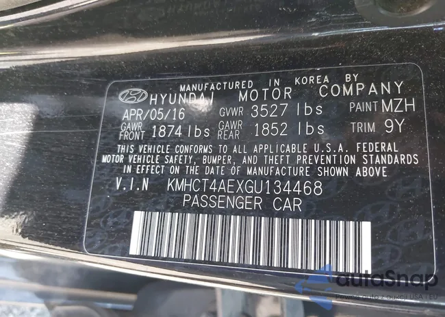 KMHCT4AEXGU134468: 43136603