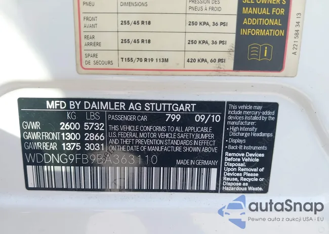 WDDNG9FB9BA363110: 43135697