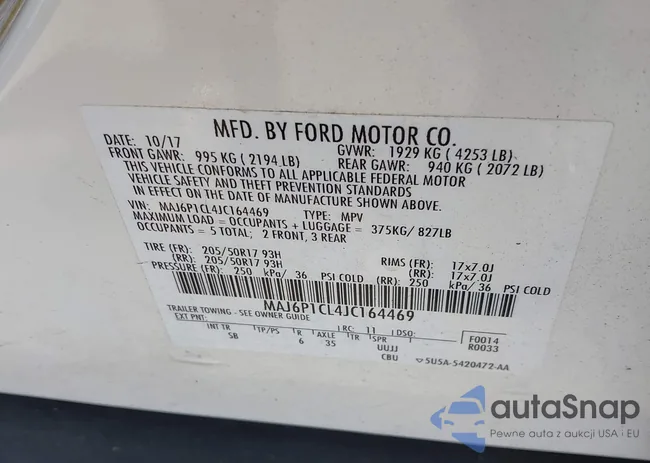 MAJ6P1CL4JC164469: 43135789