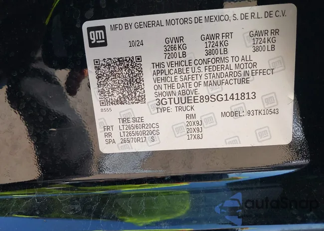 3GTUUEE89SG141813: 43135788