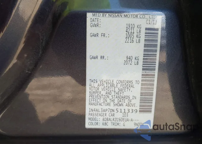 1N4AL3AP7DN511339: 43135869