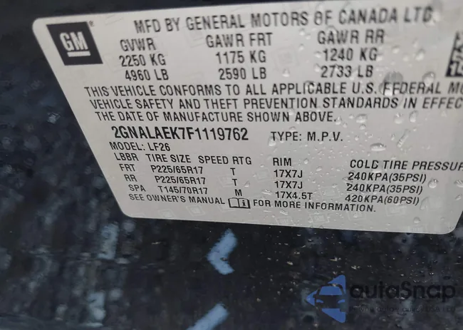 2GNALAEK7F1119762: 43135981