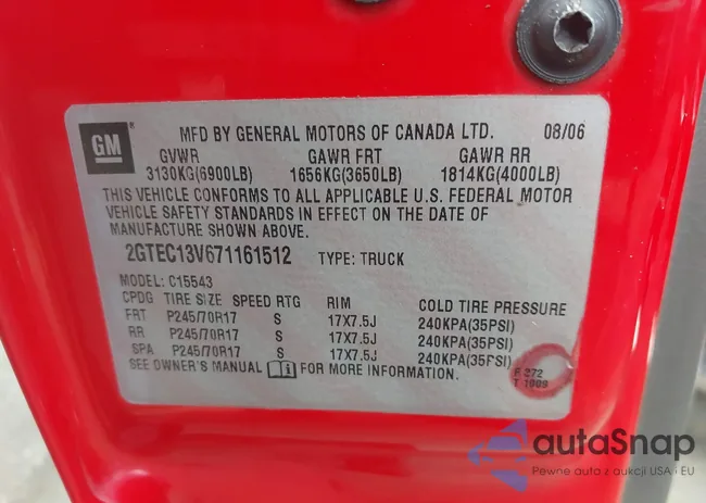 2GTEC13V671161512: 43135989