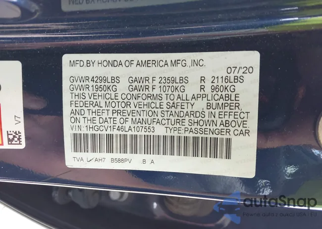 1HGCV1F46LA107553: 43136021