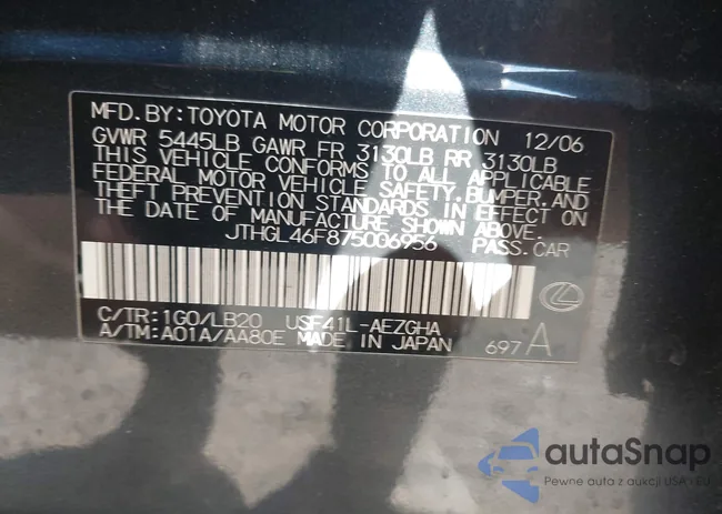 JTHGL46F875006956: 43136027