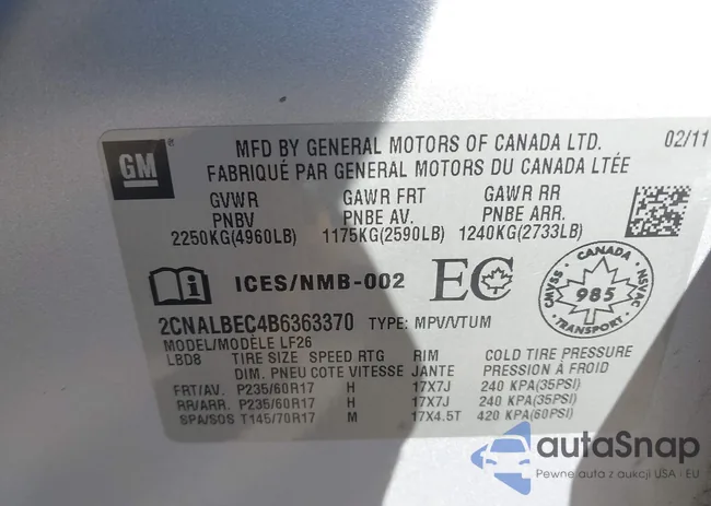 2CNALBEC4B6363370: 43137088