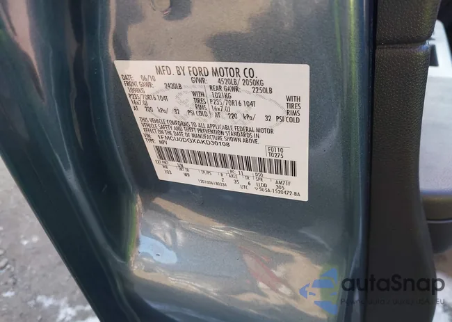 1FMCU0DGXAKD30108: 43137102