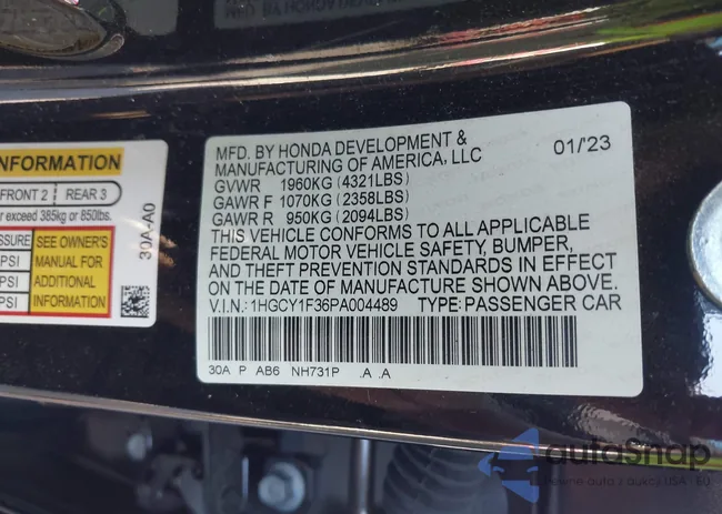 1HGCY1F36PA004489: 43137165