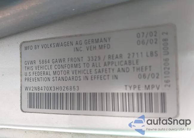 WV2NB470X3H026853: 43137456
