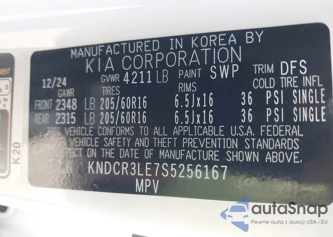 KNDCR3LE7S5256167: 43137499