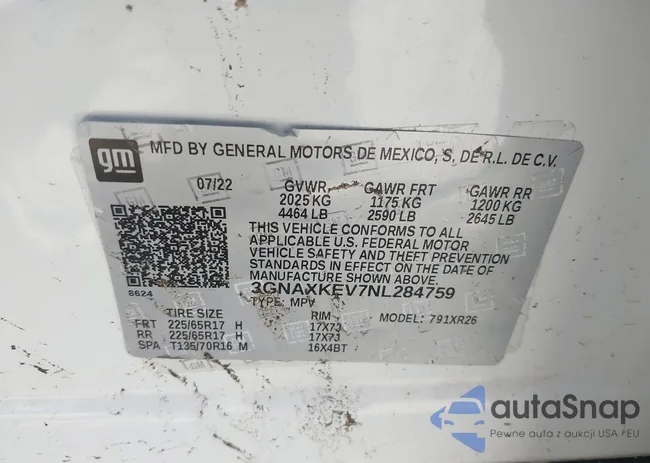 3GNAXKEV7NL284759: 43137556