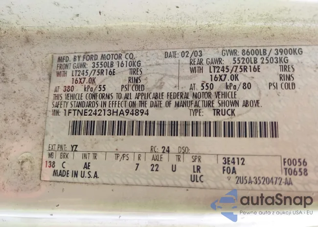 1FTNE24213HA94894: 43137618