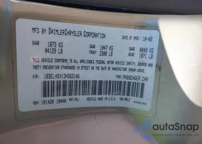 1B3EL46X13N563186: 43136733