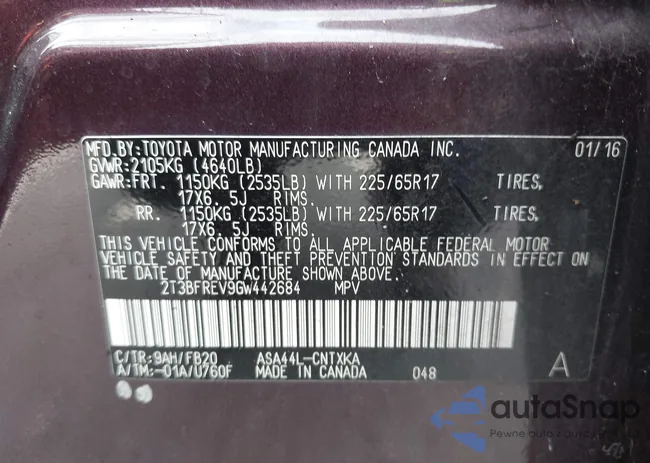 2T3BFREV9GW442684: 43136748