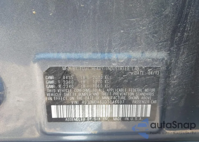 4S3BMBA62D3046607: 43136772